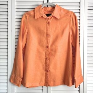 Pendleton Linen Button Down Long Sleeves Shirt Orange Size Medium